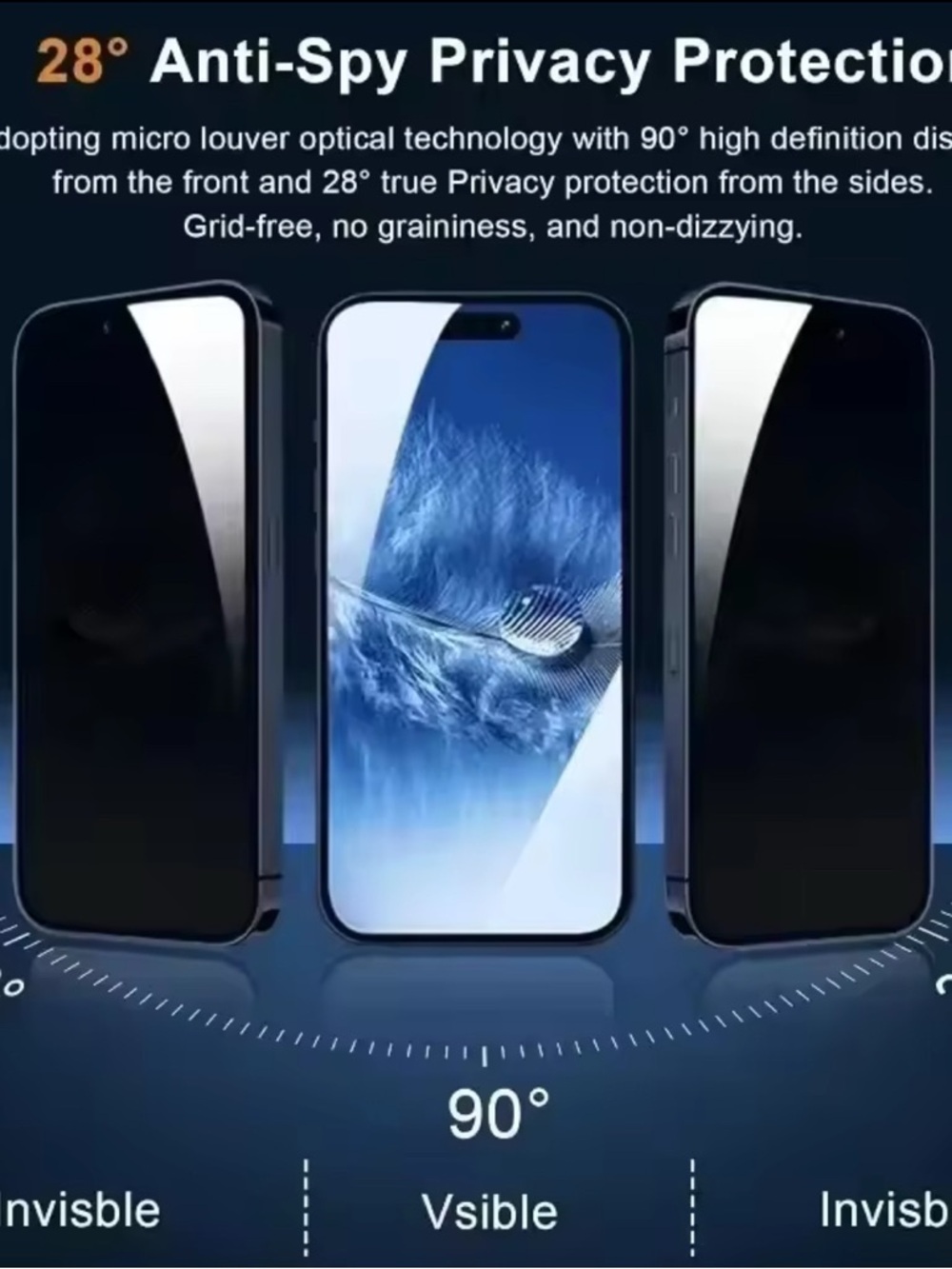 Anti-Spy Privacy Screen Protector for Smartphone - Blue